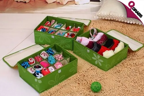 For QR59 Get a Set of 3 Foldable Storage Boxes for Your Socks, Gloves, Ties, Etc.  - Your Choice of 6 Colors! (QR129 Value)